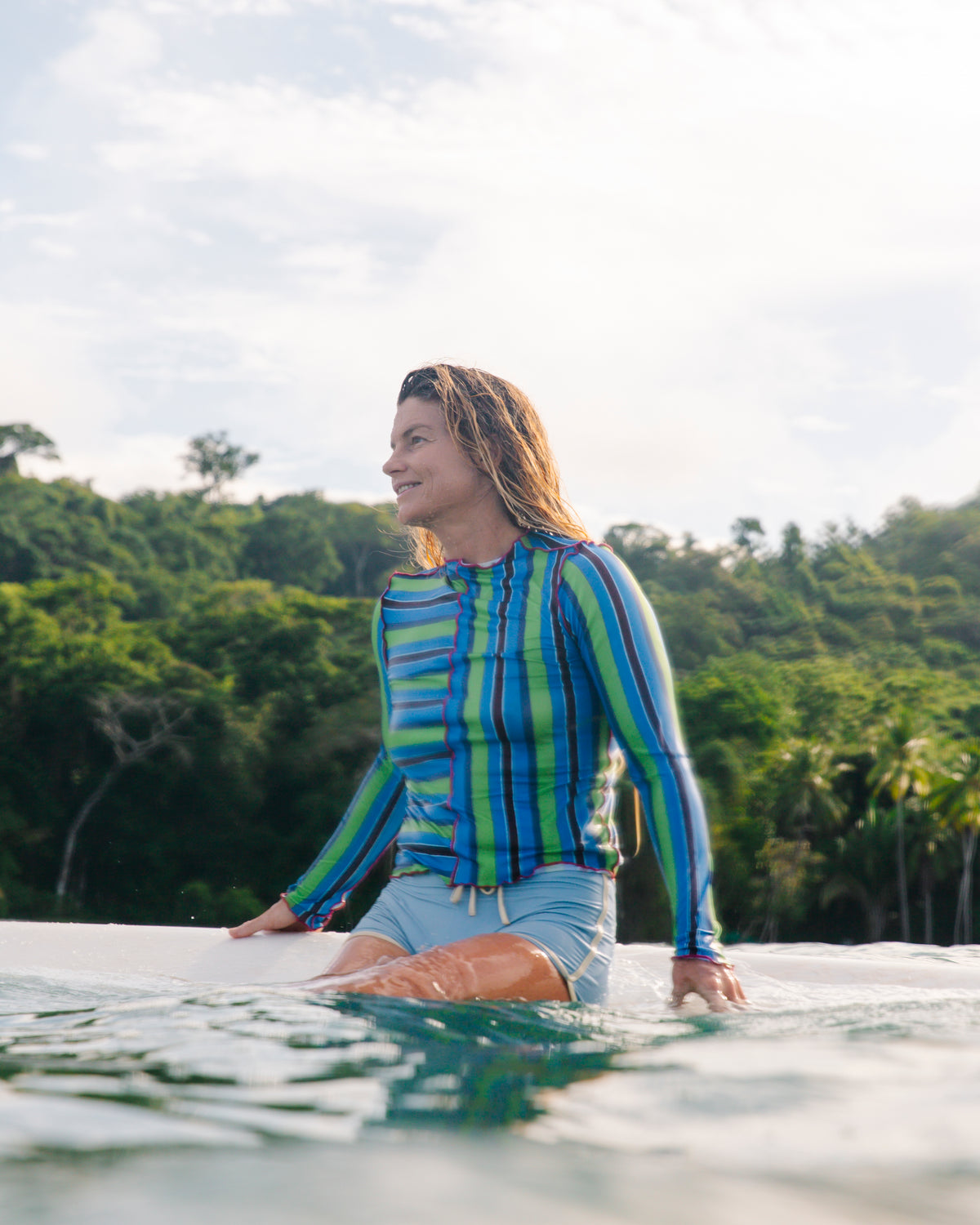 Sila Top - Aqua Stripe