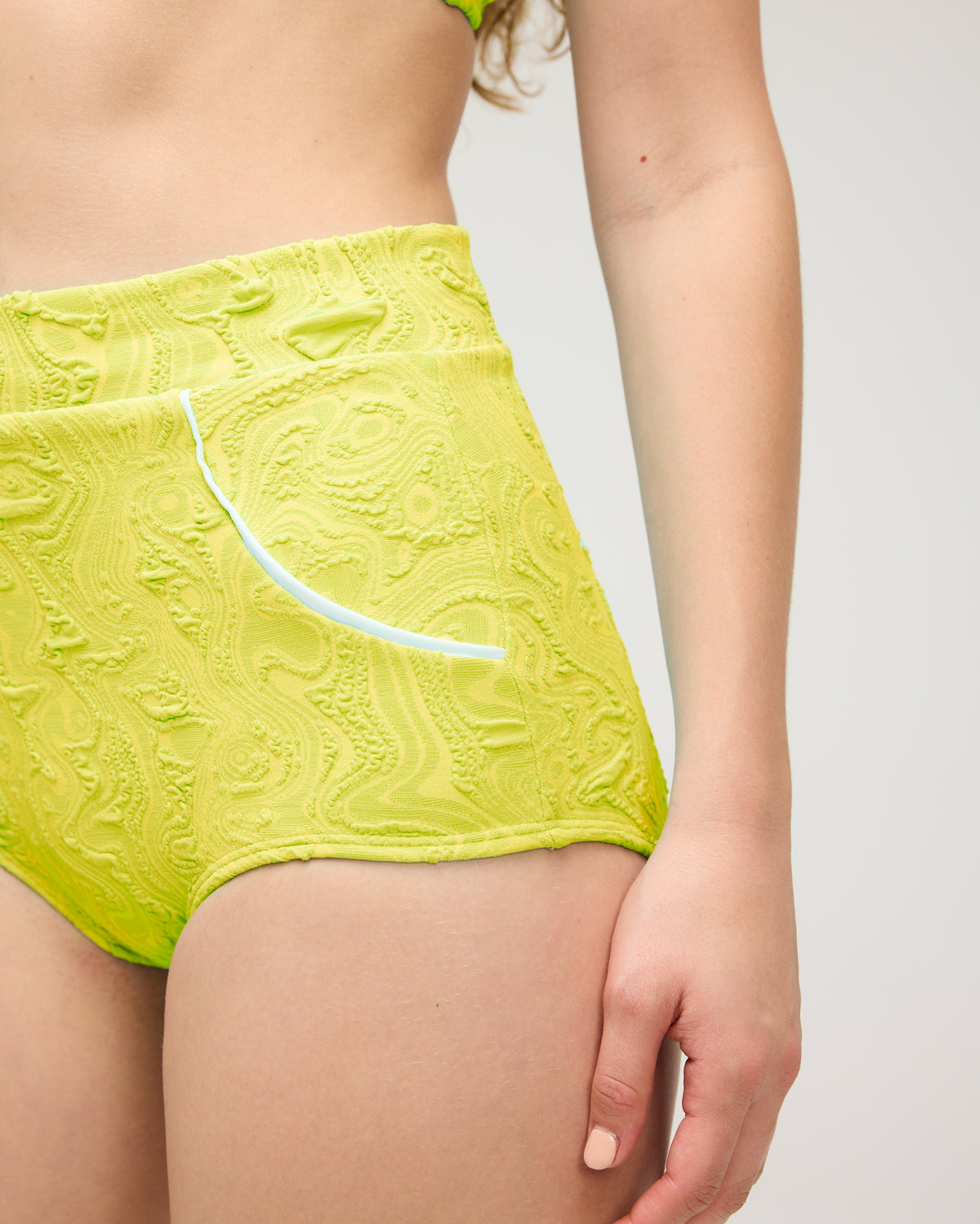 Georgia High Waist Bikini Bottom - Disco Glow