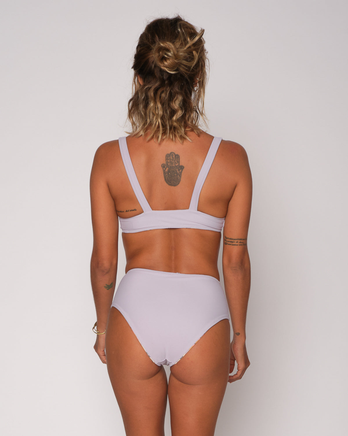 Brasilia Roma Multicolor Lavender Floral Pattern Reversible Bikini Swim Suit Sun Protection