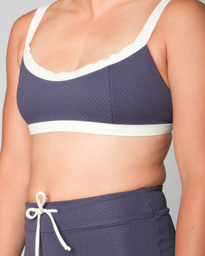 Flor Nautilus Blue White Swim Suit Bikini Top Adjustable Straps