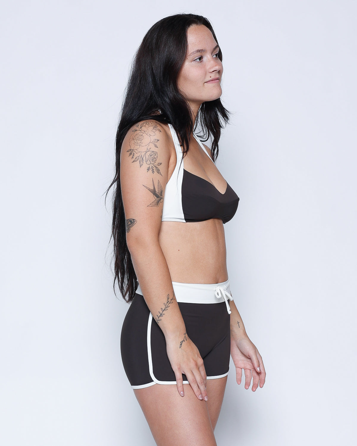White bathing suit shorts top