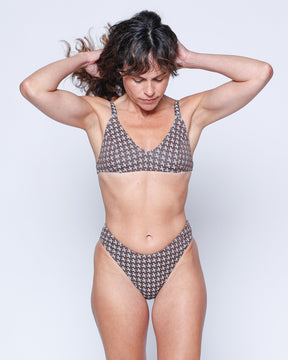 Bobby Mustang Brown Plaid Bikini Top Swim Suit