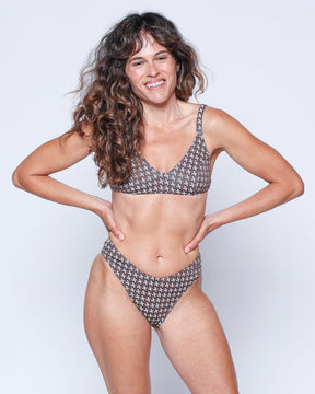 Bobby Mustang Brown Plaid Bikini Top Swim Suit