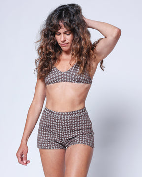 Bobby Mustang Brown Plaid Bikini Top Swim Suit