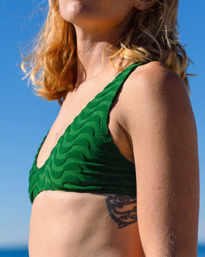 Brasilia Piscis Green Textured Pattern Bikini Swim Suit