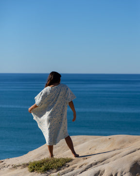 Brynne Nimbus White Blue Textured Changing Cape Towel Dress Poncho