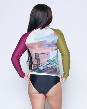 Doheny Ryde Multicolor Pattern Red Green Rashguard Long Sleeve Sun Protection