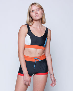 Emma Basilone Black Orange Red Blue Swim Suit Shorts Bottoms
