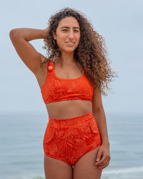 Georgia High Waist Bikini Bottom - Mandarina