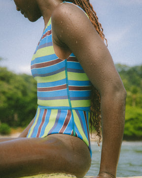 Pacific One Piece - Aqua Stripe