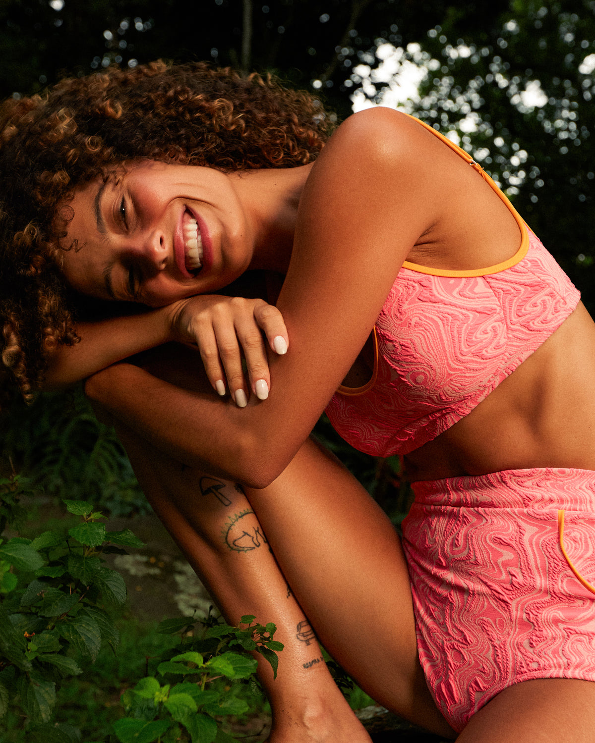 Georgia High Waist Bikini Bottom - Pink Glow