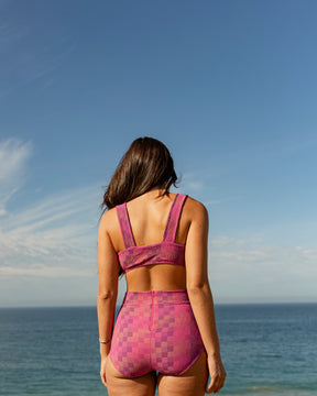 Georgia High Waist Bikini Bottom - Amos Pink