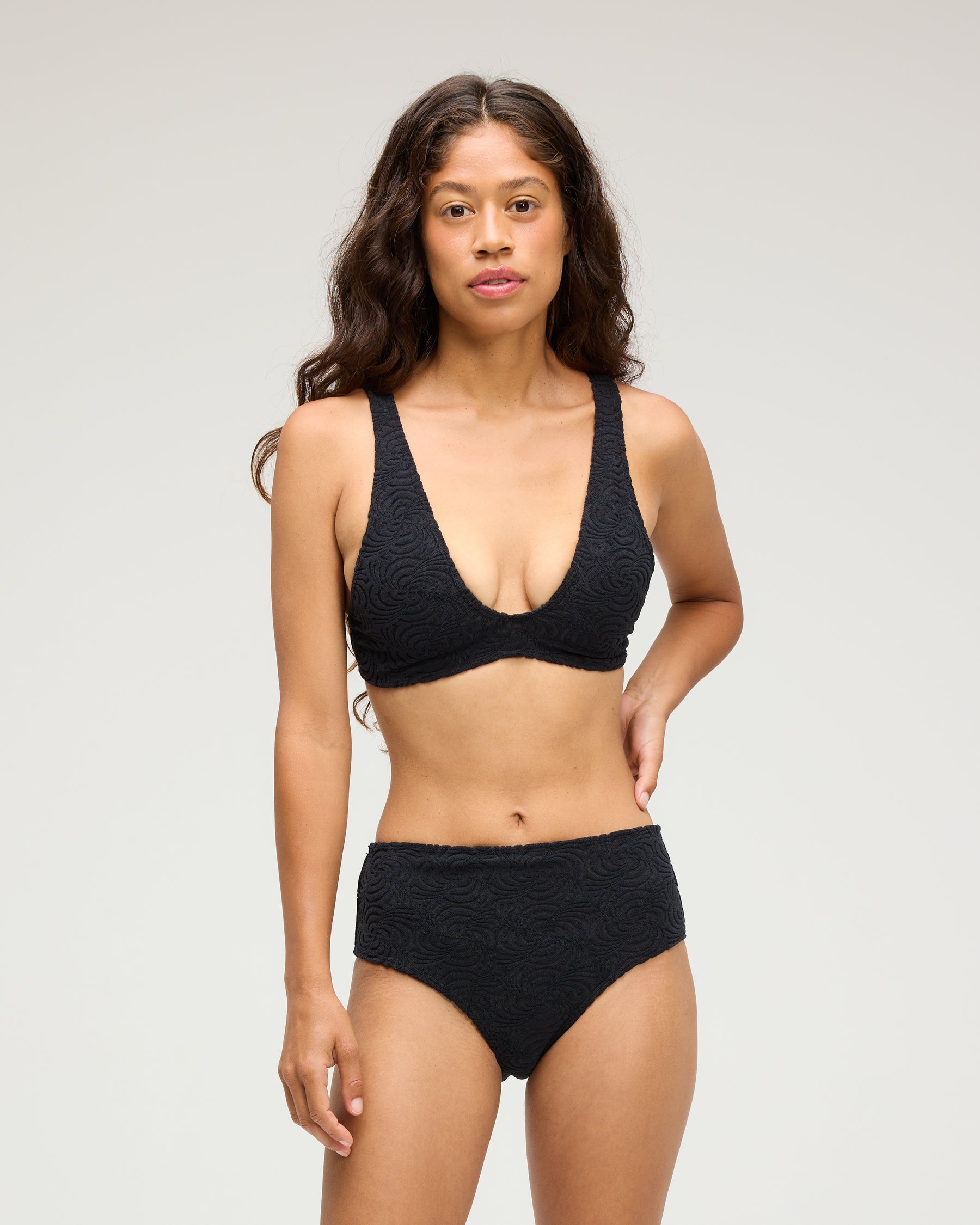 Brasilia High Waist Bikini Bottom - Sunray Black