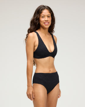 Brasilia High Waist Bikini Bottom - Sunray Black