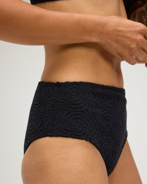 Brasilia High Waist Bikini Bottom - Sunray Black