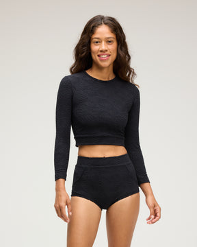 Palomar Crop Top Rashguard - Sunray Black