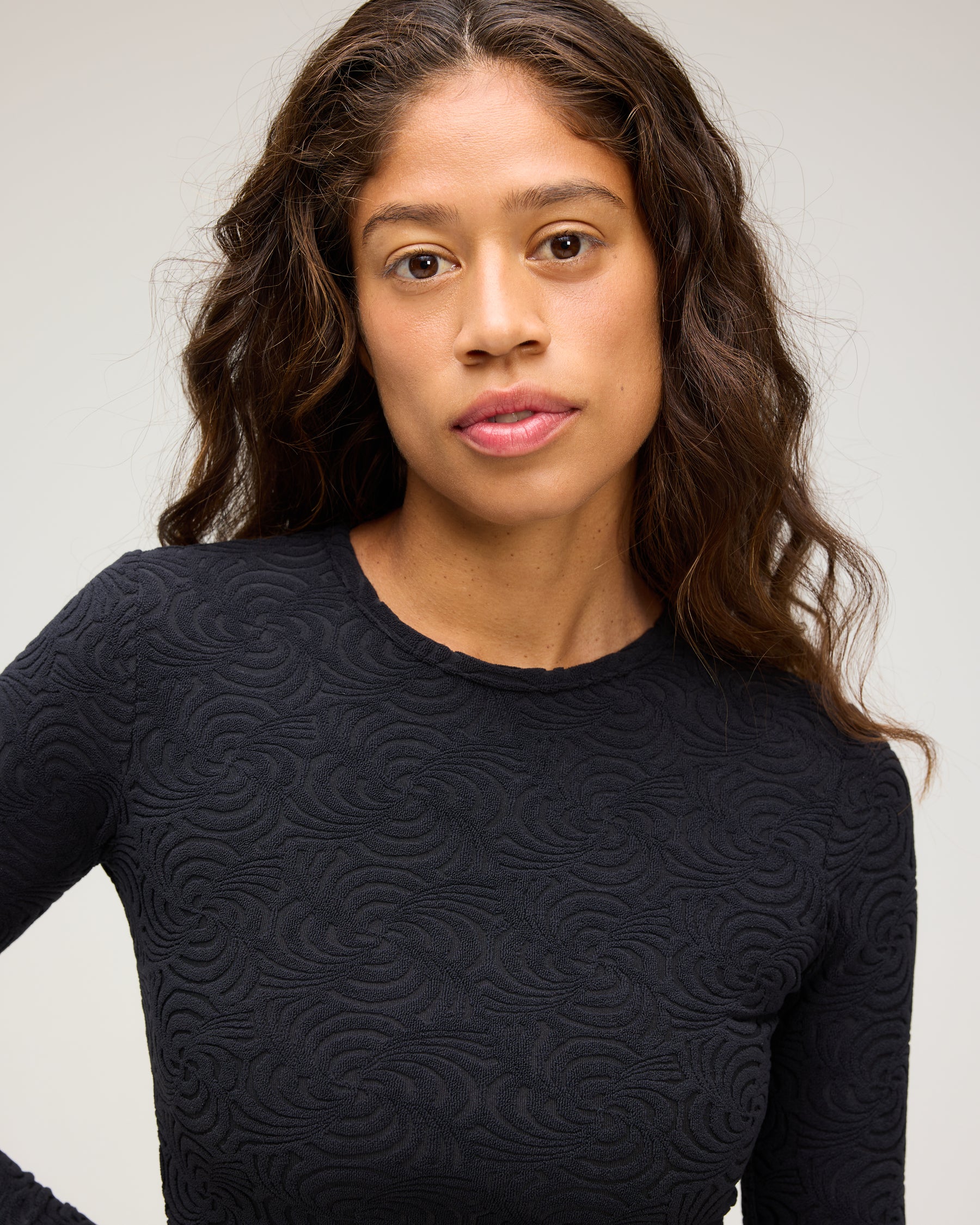 Palomar Crop Top Rashguard - Sunray Black