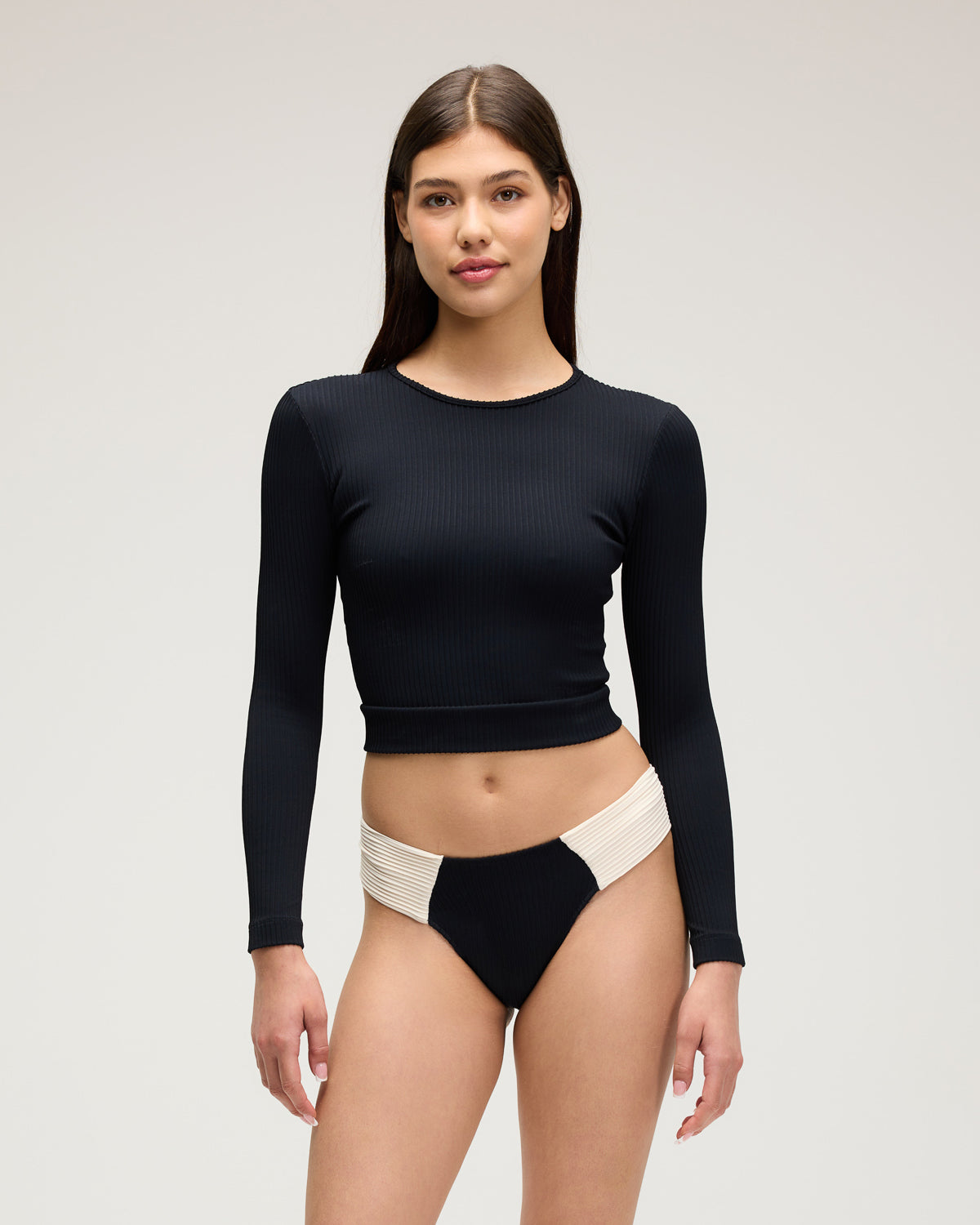 Palomar Crop Top Rashguard - Black Rib