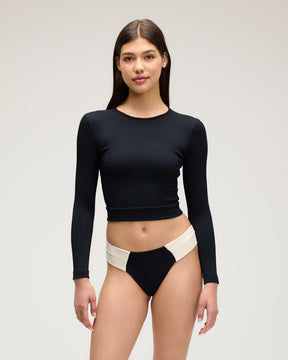 Palomar Crop Top Rashguard - Black Rib
