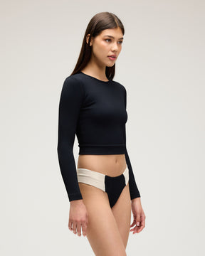 Palomar Crop Top Rashguard - Black Rib