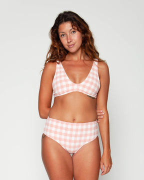 Brasilia Alba Pink White Plaid Pattern Bikini Swim Suit