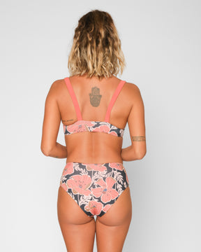 Brasilia Mabel Multicolor Peach Floral Pattern Reversible Bikini Swim Suit Sun Protection