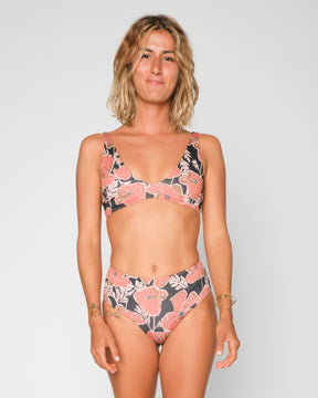 Brasilia Mabel Multicolor Peach Floral Pattern Reversible Bikini Swim Suit Sun Protection