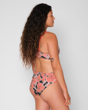 Brasilia Mabel Multicolor Peach Floral Pattern Reversible Bikini Swim Suit Sun Protection