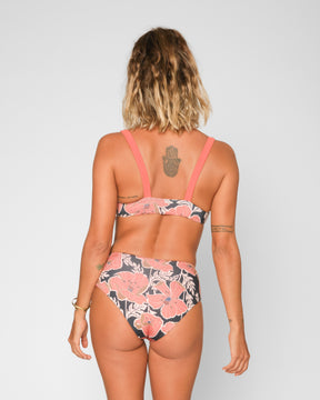 Brasilia Mabel Multicolor Peach Floral Pattern Reversible Bikini Swim Suit Sun Protection