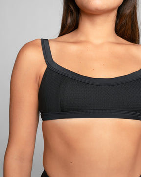 Flor Jet Black Swim Suit Bikini Top Adjustable Straps