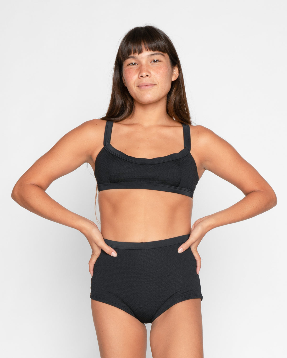 Flor Jet Black Swim Suit Bikini Top Adjustable Straps
