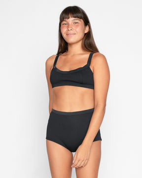 Flor Jet Black Swim Suit Bikini Top Adjustable Straps