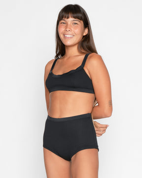 Flor Jet Black Swim Suit Bikini Top Adjustable Straps