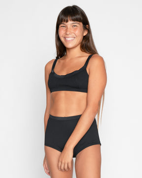 Flor Jet Black Swim Suit Bikini Top Adjustable Straps