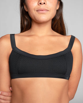 Flor Jet Black Swim Suit Bikini Top Adjustable Straps