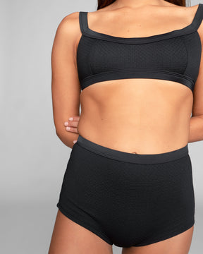 Flor Jet Black Swim Suit Bikini Top Adjustable Straps
